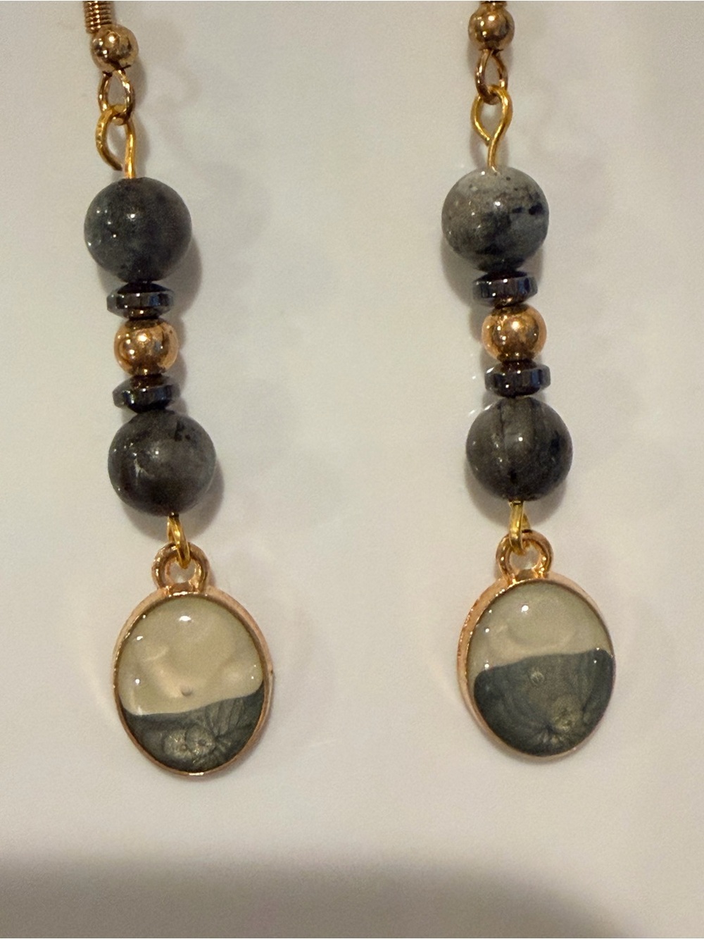 18k Gold Moonstone Drop Earrings Handmade Beaded Crystal Jewelry